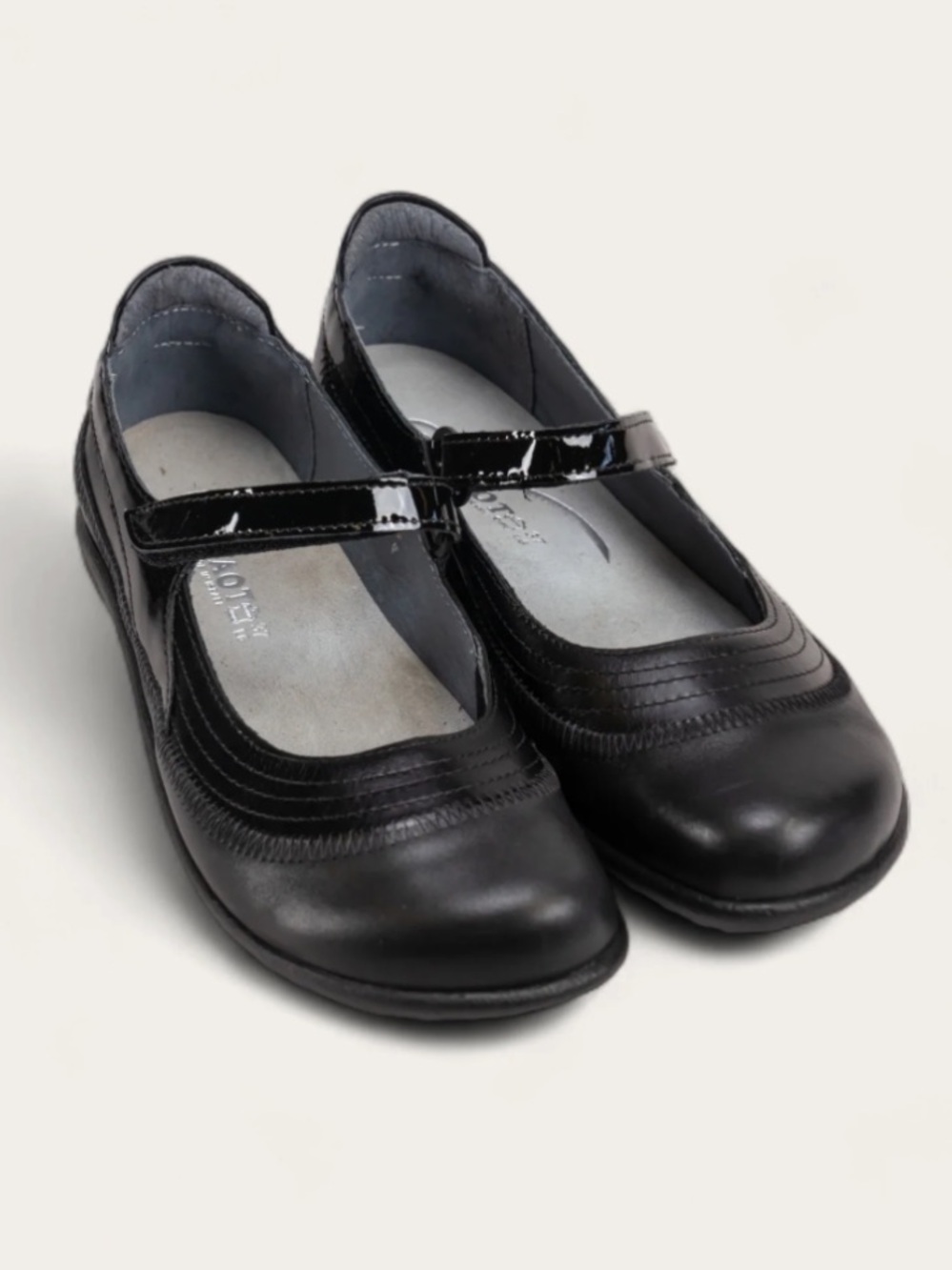 Naot Kirei Leather Mary Jane Shoes Comfort Adj Velcro Straps Black EU 38/ US 7